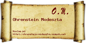 Ohrenstein Modeszta névjegykártya